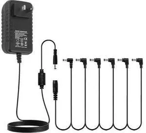 SPA-10 Guitar Pedal Power Supply Adapter (1000mA -1A) AC DC 9V Compatible for Guitar Pedal Bass Effect Pedal Board (Tip Negative) 6 Way Daisy Chain Cables New Version SPA-10 Guitar Pedal Power Supply Adapter (1000mA -1A) AC DC 9V Compatible for Guitar Pedal Bass Effect Pedal Board (Tip Negative) 6 Way Daisy Chain Cables New Version
