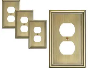 4-Pack Duplex Outlet Covers Decorative Wall Plates for Electrical Outlets Antique Brass Switch Plates and Outlet Covers Durable Zinc Alloy Receptacle Cover Corrosion Resistant 4-Pack Duplex Outlet Covers Decorative Wall Plates for Electrical Outlets Antique Brass Switch Plates and Outlet Covers Durable Zinc Alloy Receptacle Cover Corrosion Resistant