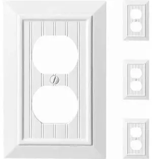 Beadboard Outlet Covers Wall Plates Bamboo Fiber Light Switch Covers Natural Material Electric Receptacle Decorative Switch Plate Outlet Cover Pure White (1 Gang Duplex 4 Pack) Beadboard Outlet Covers Wall Plates Bamboo Fiber Light Switch Covers Natural Material Electric Receptacle Decorative Switch Plate Outlet Cover Pure White (1 Gang Duplex 4 Pack)