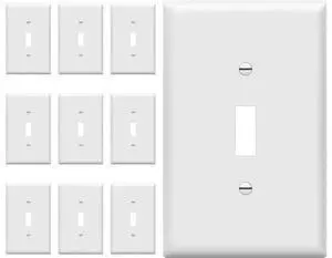 Mid-Size Toggle Light Switch Wall Plate Covers Gloss Finish Single Gang 4.88 x 3.11 Unbreakable Polycarbonate Thermoplastic UL Listed 8811M-W-10PCS White 10 Pack Mid-Size Toggle Light Switch Wall Plate Covers Gloss Finish Single Gang 4.88 x 3.11 Unbreakable Polycarbonate Thermoplastic UL Listed 8811M-W-10PCS White 10 Pack