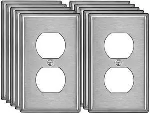 10 Pack Duplex Receptacle Metal Wall Plate with Protective Film 1 Gang Standard Industrial Stainless Steel Outlet Cover Durable Corrosion Resistant Brushed Finish Silver 10 Pack Duplex Receptacle Metal Wall Plate with Protective Film 1 Gang Standard Industrial Stainless Steel Outlet Cover Durable Corrosion Resistant Brushed Finish Silver