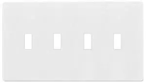 Screwless Quadruple Toggle Switch Wall Plate Child Safe Light Switch Cover Standard Size 4-Gang 4.68 x 8.38 Unbreakable Polycarbonate Thermoplastic UL Listed SI8814-W Glossy White Screwless Quadruple Toggle Switch Wall Plate Child Safe Light Switch Cover Standard Size 4-Gang 4.68 x 8.38 Unbreakable Polycarbonate Thermoplastic UL Listed SI8814-W Glossy White