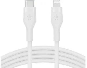 BoostCharge Flex Silicone USB-C to Lightning Cable (1M/3.3FT) MFi-Certified Charging Cable for iPhone Series with Cable Clip - White BoostCharge Flex Silicone USB-C to Lightning Cable (1M/3.3FT) MFi-Certified Charging Cable for iPhone Series with Cable Clip - White