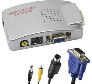 VGA to RCA Adapter Composite VGA to Video S-Video Converter for HDTV Monitors Laptop Desktop PC. VGA to RCA Adapter Composite VGA to Video S-Video Converter for HDTV Monitors Laptop Desktop PC.