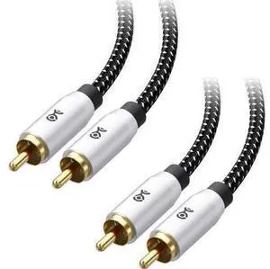 Braided 2-Pack Shielded Subwoofer Cable - 10ft / 3m RCA Cord Digital Coaxial Audio Cable for LFE Subwoofer Home Theater Systems and More Braided 2-Pack Shielded Subwoofer Cable - 10ft / 3m RCA Cord Digital Coaxial Audio Cable for LFE Subwoofer Home Theater Systems and More