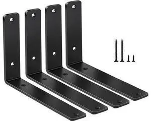 4 Pack - L 6 x H 4 x W1.5 5mm Thick Black L Shelf Bracket Iron Shelf Brackets Metal Shelf Brackets Floating Shelf Shelf Supports with Screws 4 Pack - L 6 x H 4 x W1.5 5mm Thick Black L Shelf Bracket Iron Shelf Brackets Metal Shelf Brackets Floating Shelf Shelf Supports with Screws