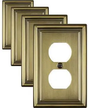 Decorative Metal Wall Plates Switch Plates Outlet Covers (Antique Brass/1 Duplex 4 Pack) Decorative Metal Wall Plates Switch Plates Outlet Covers (Antique Brass/1 Duplex 4 Pack)