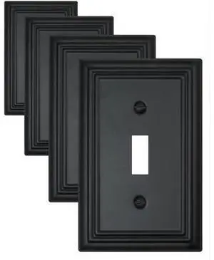 Decorative Framed Design Switch Plates Outlet Covers Duable Metal Wall Plates (Black/1 Toggle 4 Pack) Decorative Framed Design Switch Plates Outlet Covers Duable Metal Wall Plates (Black/1 Toggle 4 Pack)