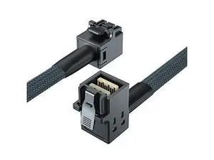 SFF-8643 to SFF-8643 12G Internal Mini SAS HD Cable, with Sideband, for NVMe Backplane/RAID Card, Hot-Swap & SATA Compatibility, 100-Ohm, Straight to Right Angle, 1-m(3.3ft) SFF-8643 to SFF-8643 12G Internal Mini SAS HD Cable, with Sideband, for NVMe Backplane/RAID Card, Hot-Swap & SATA Compatibility, 100-Ohm, Straight to Right Angle, 1-m(3.3ft)