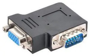 Vertical Flat Left Angled 90 Degree VGA SVGA Male to Female Extension Adapter Vertical Flat Left Angled 90 Degree VGA SVGA Male to Female Extension Adapter