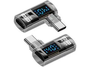Adapter Transparent Type-C Smart LED Display USB-C Male to Female Extension Adapter USB4.0 40Gbps 140W Left Right Angled 90 Degree Current Voltage Monitoring Adapter Transparent Type-C Smart LED Display USB-C Male to Female Extension Adapter USB4.0 40Gbps 140W Left Right Angled 90 Degree Current Voltage Monitoring