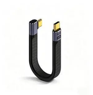 USB4.0 USB-C Cable, 240W, 80Gbps, 90° Right Angle, PD3.1, 8K@60Hz, Emark Chip, TPE, 5.1 Inch, for OTG/Screen Mirroring/VR/Hard Drive (Vertical Bend, Black) USB4.0 USB-C Cable, 240W, 80Gbps, 90° Right Angle, PD3.1, 8K@60Hz, Emark Chip, TPE, 5.1 Inch, for OTG/Screen Mirroring/VR/Hard Drive (Vertical Bend, Black)