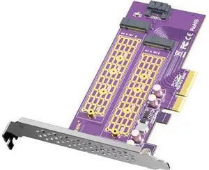 2-Port M.2 NVMe to PCIe 3.0 X4 Adapter M-Key and B-Key, NVME/AHCI SSD to PCIe Expansion Card, Supports 2230, 2242, 2260 and 2280 Drives, with Full Height and Low Profile Bracket 2-Port M.2 NVMe to PCIe 3.0 X4 Adapter M-Key and B-Key, NVME/AHCI SSD to PCIe Expansion Card, Supports 2230, 2242, 2260 and 2280 Drives, with Full Height and Low Profile Bracket