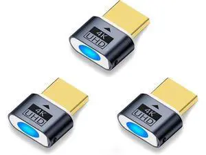 3 Pack 4K UHD HDR HDMI Dummy Plug, Virtual Monitor Emulator, Headless Display Adapter, EDID Emulator, Supports 4096x2160@60Hz, 3840x2160@60Hz, 1280x1024@60Hz for Windows, Mac, Linux \u2013 Plug & Play 3 Pack 4K UHD HDR HDMI Dummy Plug, Virtual Monitor Emulator, Headless Display Adapter, EDID Emulator, Supports 4096x2160@60Hz, 3840x2160@60Hz, 1280x1024@60Hz for Windows, Mac, Linux \u2013 Plug & Play