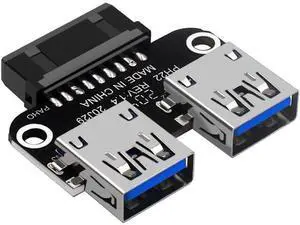 USB 3.0 Front Panel Header, 19/20Pin Female to Dual Straight USB 3.0 Female Convert Card for Mainboard Header Port Extension USB 3.0 Front Panel Header, 19/20Pin Female to Dual Straight USB 3.0 Female Convert Card for Mainboard Header Port Extension