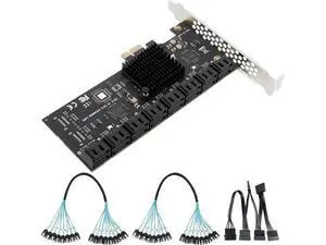 SATA Expansion Card PCIe X1 to 16-Port SATA3.0 SSD 6Gbps Controller Adapter Card with 2X 8 to 8 Bundle Cables for Win10/8/7/XP/Vista/Linux (16 Port SATA) SATA Expansion Card PCIe X1 to 16-Port SATA3.0 SSD 6Gbps Controller Adapter Card with 2X 8 to 8 Bundle Cables for Win10/8/7/XP/Vista/Linux (16 Port SATA)