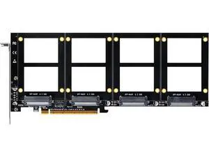 PU41 Quad U.2 to PCIe 4.0 X16 Adapter Without PCIe Bifurcation, Setup Soft U.2 SSD RAID via OS Tool, (PCIe Bifurcation Motherboard is Required) PU41 Quad U.2 to PCIe 4.0 X16 Adapter Without PCIe Bifurcation, Setup Soft U.2 SSD RAID via OS Tool, (PCIe Bifurcation Motherboard is Required)