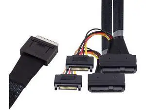 50cm OCuLink PCIe PCI-Express SFF-8611 8X 8-Lane to Dual SFF-8639 U.2 4X SSD Data Active Cable 50cm OCuLink PCIe PCI-Express SFF-8611 8X 8-Lane to Dual SFF-8639 U.2 4X SSD Data Active Cable