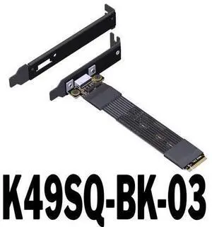 PCIe 5.0 x4 M.2 NVMe to OCuLink SFF-8612 Extension Flat Cable, with Full-Height and Half-Height Brackets (K49SQ-BK-03, 20cm) PCIe 5.0 x4 M.2 NVMe to OCuLink SFF-8612 Extension Flat Cable, with Full-Height and Half-Height Brackets (K49SQ-BK-03, 20cm)