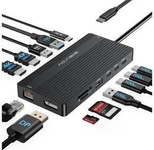 USB C Docking Station Dual Monitor, 14 in 1 USB C Hub, Adapter with 2 HDMI+DP(4K60Hz), Ethernet, 3 USBC 10G,100W PD, SD/TF, Audio, Laptop Docking Station for D-ell/H-P/Lenovo/ThinkPad/Surface (Black) USB C Docking Station Dual Monitor, 14 in 1 USB C Hub, Adapter with 2 HDMI+DP(4K60Hz), Ethernet, 3 USBC 10G,100W PD, SD/TF, Audio, Laptop Docking Station for D-ell/H-P/Lenovo/ThinkPad/Surface (Black)