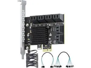 12-Port SATA Expansion Card (PCIe 3.0 x1 to 6Gbps SATA Card), Compatible with Windows/Mac/Linux/NAS 12-Port SATA Expansion Card (PCIe 3.0 x1 to 6Gbps SATA Card), Compatible with Windows/Mac/Linux/NAS