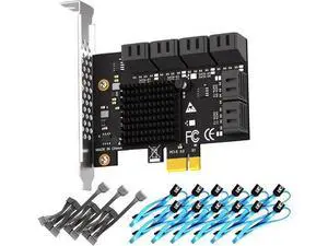 SA3112-C 12-Port PCIe X1 SATA Expansion Card with SATA and Power Cables, Compatible with Windows,Linux,Mac OS,NAS SA3112-C 12-Port PCIe X1 SATA Expansion Card with SATA and Power Cables, Compatible with Windows,Linux,Mac OS,NAS