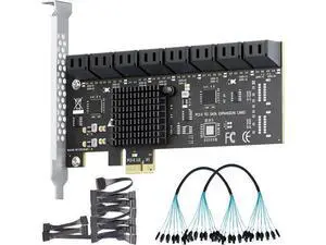 16-Port SATA Expansion Card (PCIe 3.0 x1 to 6Gbps SATA Card), Compatible with Windows/Mac/Linux/NAS 16-Port SATA Expansion Card (PCIe 3.0 x1 to 6Gbps SATA Card), Compatible with Windows/Mac/Linux/NAS