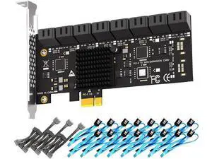 SA3116-C 16-Port PCIe X1 SATA Expansion Card with SATA and Power Cables, Compatible with Windows,Linux,Mac OS,NAS SA3116-C 16-Port PCIe X1 SATA Expansion Card with SATA and Power Cables, Compatible with Windows,Linux,Mac OS,NAS