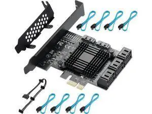 PCIE 1X SATA Card 8 Ports,with 8 SATA Cables and Low Profile Bracket, PCIE to SATA 3.0 6 Gbps Controller, PCIE to SATA Expansion Card,SATA Controller,SATA PCIE Card,ASM1064+JMB575 Chips PCIE 1X SATA Card 8 Ports,with 8 SATA Cables and Low Profile Bracket, PCIE to SATA 3.0 6 Gbps Controller, PCIE to SATA Expansion Card,SATA Controller,SATA PCIE Card,ASM1064+JMB575 Chips