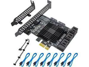 PCIe 8-Port SATA Controller Card (6 Gbps, Compatible with Windows, MAC, Linux) with 8 SATA Cables and Low Profile Bracket PCIe 8-Port SATA Controller Card (6 Gbps, Compatible with Windows, MAC, Linux) with 8 SATA Cables and Low Profile Bracket