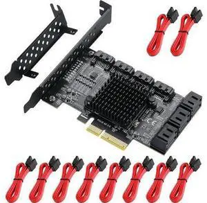 PCIe SATA Controller Card 10 Port with 10 SATA Cables and Low Profile Bracket - 6Gbps 3.0 PCIe Card,Support 10 Port 3.0 Devices PCIe SATA Controller Card 10 Port with 10 SATA Cables and Low Profile Bracket - 6Gbps 3.0 PCIe Card,Support 10 Port 3.0 Devices