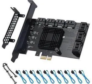 PCI-E X1 to SATA 3.0 Controller Card, 10-Port SATA III 6Gbps Expansion Cards, Supports PCI-Express (1X 4X 8X 16X) Slot, Support SSD and HDD, for Windows/XP/MAC/Linux PCI-E X1 to SATA 3.0 Controller Card, 10-Port SATA III 6Gbps Expansion Cards, Supports PCI-Express (1X 4X 8X 16X) Slot, Support SSD and HDD, for Windows/XP/MAC/Linux