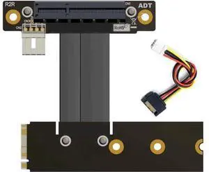 ADT-Link M.2 NVMe to PCI-Express x4 Turn Right Turn Left 4X to M.2 NVMe M Key 2280 Riser Card Gen3.0 Extender Line 32G/BPS (50cm, R42NR) ADT-Link M.2 NVMe to PCI-Express x4 Turn Right Turn Left 4X to M.2 NVMe M Key 2280 Riser Card Gen3.0 Extender Line 32G/BPS (50cm, R42NR)