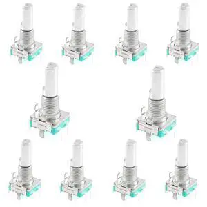 10Pcs EC11 Rotary Encoder Switch Digital Potentiometer 20MM with Switch 5 Pins D-Shaft with Nut and Washer 10Pcs EC11 Rotary Encoder Switch Digital Potentiometer 20MM with Switch 5 Pins D-Shaft with Nut and Washer