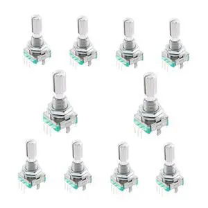 10Pcs EC11 Rotary Encoder Switch Digital Potentiometer 20MM with Switch 5 Pins Derrated Shaft with Nut and Washer 10Pcs EC11 Rotary Encoder Switch Digital Potentiometer 20MM with Switch 5 Pins Derrated Shaft with Nut and Washer