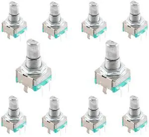 10Pcs EC11 Rotary Encoder Switch Digital Potentiometer 15MM with Switch 5 Pins D-Shaft with Nut and Washer 10Pcs EC11 Rotary Encoder Switch Digital Potentiometer 15MM with Switch 5 Pins D-Shaft with Nut and Washer