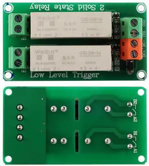 24V 2 Channel Solid State Relay Module, Low Level Trigger, 5A DC Control for Raspberry Pi 24V 2 Channel Solid State Relay Module, Low Level Trigger, 5A DC Control for Raspberry Pi