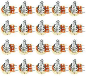 20PCS WH148 Single Potentiometer B100K Variable Resistors 15mm Knurled Shaft 3Pins 100K Ohm Taper Rotary Potentiometer 20PCS WH148 Single Potentiometer B100K Variable Resistors 15mm Knurled Shaft 3Pins 100K Ohm Taper Rotary Potentiometer
