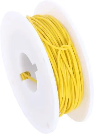 30AWG PVC Wire 20m/66ft Yellow, 1007 Tinned Copper Hookup Wire, 300V 80°C Electronic Cable for PCB Jumper, DIY, RC Projects 30AWG PVC Wire 20m/66ft Yellow, 1007 Tinned Copper Hookup Wire, 300V 80°C Electronic Cable for PCB Jumper, DIY, RC Projects