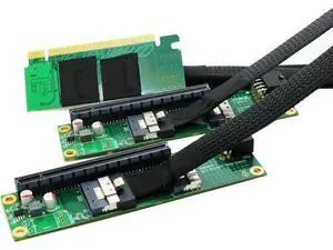 PCI-e 4.0 16X to 2 Ports PCIe 8X/16X Expansion Card,PCIe Bifurcation x16 to x8x8 Split Card with SlimSAS 8I Cable 60cm PCI-e 4.0 16X to 2 Ports PCIe 8X/16X Expansion Card,PCIe Bifurcation x16 to x8x8 Split Card with SlimSAS 8I Cable 60cm
