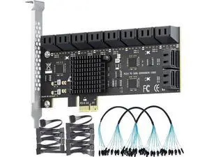 20-Port SATA Expansion Card (PCIe 3.0 x1 to 6Gbps SATA Card), Compatible with Windows/Mac/Linux/NAS 20-Port SATA Expansion Card (PCIe 3.0 x1 to 6Gbps SATA Card), Compatible with Windows/Mac/Linux/NAS