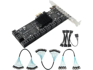PCIE x1 SATA Card 20 Ports, PCI Express SATA3.0 6Gbps Controller Expansion Card with 20 inches SATA Bundle Cables,Without Raid, Boot as System Disk Support HDD or SSD PCIE x1 SATA Card 20 Ports, PCI Express SATA3.0 6Gbps Controller Expansion Card with 20 inches SATA Bundle Cables,Without Raid, Boot as System Disk Support HDD or SSD