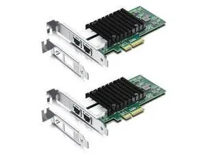 10Gb PCI-E NIC Network Card, Dual Copper RJ45 Port, with Intel X550-AT2 Controller, PCI Express Ethernet LAN Adapter Support Windows Server/Linux/ESX, Compare to Intel X550-T2, 2-Pack 10Gb PCI-E NIC Network Card, Dual Copper RJ45 Port, with Intel X550-AT2 Controller, PCI Express Ethernet LAN Adapter Support Windows Server/Linux/ESX, Compare to Intel X550-T2, 2-Pack