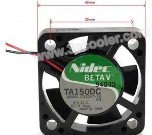 for Original NIDEC TA150DC C34247-16 4CM 4010 DC Fan with 5V 0.13A 2 Wires 2 Pins for Original NIDEC TA150DC C34247-16 4CM 4010 DC Fan with 5V 0.13A 2 Wires 2 Pins