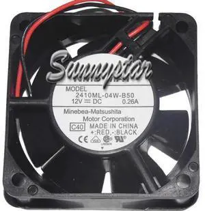 for NMB 2410ML-04W-B50 C40 12V 0.26A 6025 Dual Balls Bearing DC Fan with 2 Wires for NMB 2410ML-04W-B50 C40 12V 0.26A 6025 Dual Balls Bearing DC Fan with 2 Wires