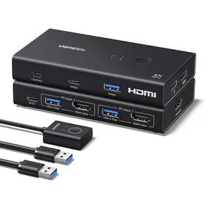 UGREEN HDMI KVM Switch 1 Monitor 2 Computers, 4 USB 3.0 Ports, 4K@60Hz UGREEN HDMI KVM Switch 1 Monitor 2 Computers, 4 USB 3.0 Ports, 4K@60Hz