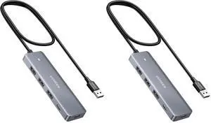 UGREEN USB Hub 4 Ports, C & 3 A Multiport Adapter, 2ft Long Cable Powered 3.0 Hub with C Power Port for Laptop, Desktop, PS5, Xbox Series, and More Devices (Pack of 2) UGREEN USB Hub 4 Ports, C & 3 A Multiport Adapter, 2ft Long Cable Powered 3.0 Hub with C Power Port for Laptop, Desktop, PS5, Xbox Series, and More Devices (Pack of 2)