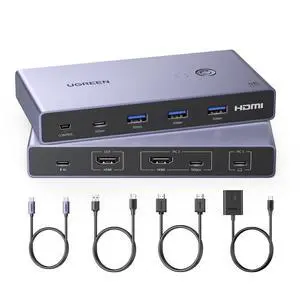 UGREEN USB-C+HDMI KVM Switch 1 Monitor 2 Computers, 4K@60Hz, Aluminum UGREEN USB-C+HDMI KVM Switch 1 Monitor 2 Computers, 4K@60Hz, Aluminum