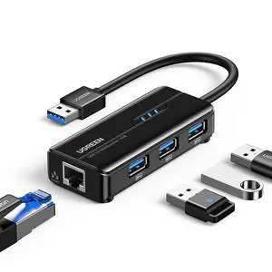 UGREEN USB 3.0 Hub Ethernet Adapter, with 3 USB 3.0 Ports Hub 1000Mbps UGREEN USB 3.0 Hub Ethernet Adapter, with 3 USB 3.0 Ports Hub 1000Mbps