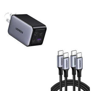 UGREEN 65W 4-Port GaN USB C Wall Charger Bundle with 100W 3.3ft 2-Pack USB C Cable Compatible with iPhone 17/17 Pro/17 Pro Max, MacBook Pro/Air, Galaxy S25/S24, iPad Pro/Air, Pixel 10 UGREEN 65W 4-Port GaN USB C Wall Charger Bundle with 100W 3.3ft 2-Pack USB C Cable Compatible with iPhone 17/17 Pro/17 Pro Max, MacBook Pro/Air, Galaxy S25/S24, iPad Pro/Air, Pixel 10